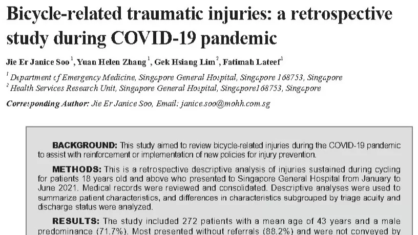 Bicycle-related traumatic injuries- a retrospective study during COVID-19 pandemic
