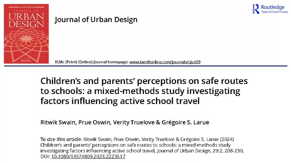 Children’s and parents’ perceptions on safe routes to schools- a mixed-methods study investigating factors influencing active school travel