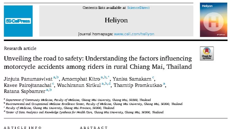Unveiling the road to safety- Understanding the factors influencing motorcycle accidents among riders in rural Chiang Mai, Thailand